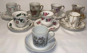 8 Vintage Porzellan Demitasse Teetasse Untertassen Sets Party, Tees, Duschen - TCLB - Bild 1 von 21