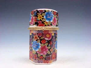 Soporte de palillo de dientes hexagonal porcelana pintada con flores de rosa Famille #071421 - Imagen 1 de 6