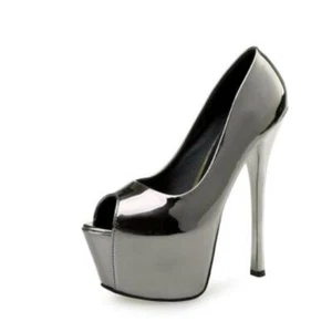 Zapatos de salón elegantes para mujer de 15 cm de tacón súper alto punta abierta/redonda plataforma fiesta club - Imagen 1 de 16
