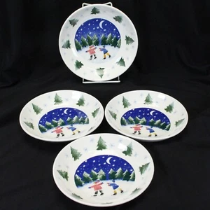Nikko Winter Wonderland Suppe Pasta Schalen Weihnachten 8 3/8" Menge 4 Weihnachten - Bild 1 von 7