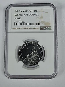 1962 IV Vatican City 100 Lire Pope John XXIII - NGC MS 67 - Picture 1 of 5