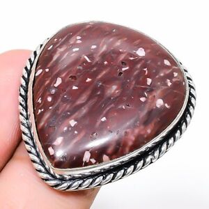 Silver Leaf Jasper Gemstone 925 Sterling Silver Jewelry Ring Size 6.5 I942