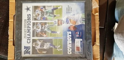 Dallas Cowboys Enmarcado 2014 Campeones Pieza de Juego Usado Fútbol Edición Limitada Foto 1 de 4