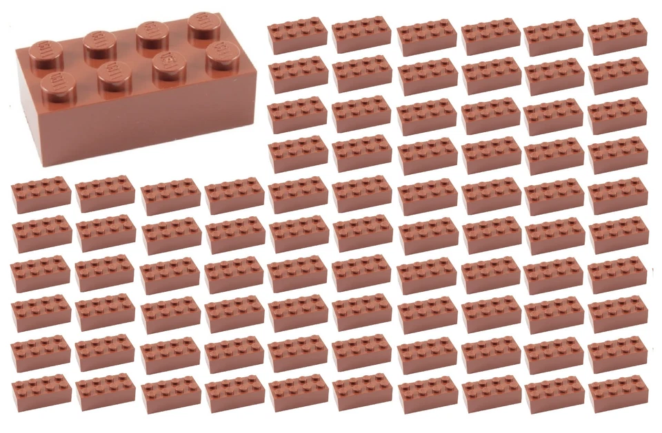 ☀️100 NEW LEGO 2x4 REDDISH BROWN Bricks (ID 3001) BULK Parts star wars city town - Image 1 of 2