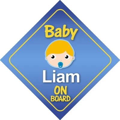 MYBABYONBOARD UK Baby Liam Autoschild an Bord *Haarfarbenwahl*