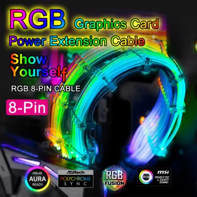 8-Pin RGB Power Extension Cable 300mm LED Luminous Addressable 5V RBW ATX DIY PC - Image 1 of 4