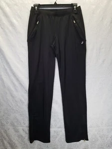 ASICS Womens MEDIUM Black Activewear Track Pants Drawstring Waist Zipper Pockets - Picture 1 of 10
