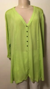 Soft Surroundings Tunic Chartreuse Braid Trim 3/4 Sleeve S EUC - Picture 1 of 5