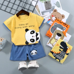 Kid's Top Sleeve Suit Cotton Boy's T-shirt Baby Summer Kid's Shorts for Girls - Picture 1 of 15