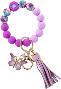 Lindo Llavero de Cuentas de Silicona, Porta Llavero para Llaves de Coche Mujeres Niña, Daisy Sil - Imagen 1 de 6