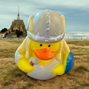 Rubber Duck Viking Blond Braid Decor Car Home Office Jeep Cruise Blue Shield New - Picture 1 of 9