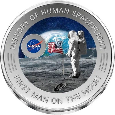 Moneda de titanio de 1 oz de Ghana First Man on the Moon 2025 caja/certificado de autenticidad Foto 1 de 2