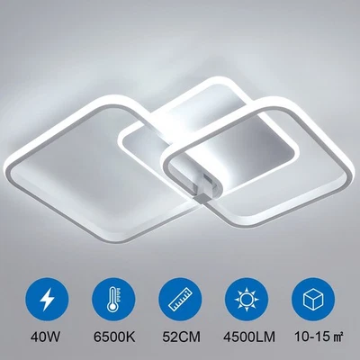 Plafoniera LED Moderna Soffitto 40W Lampada Da Soffitto Bianca Fredda Soggiorno - Immagine 1 di 4