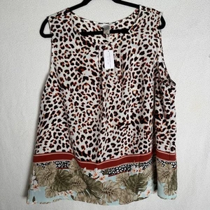 CJ BANKS Plus 2X-20W-22W Pullover LEOPARD Animal ärmellose Bluse Tanktop Neu mit Etikett - Bild 1 von 9