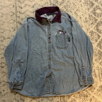 Camisa de mezclilla vintage con botones talla XL de Disney Winnie the Pooh Eeyore Foto 1 de 4