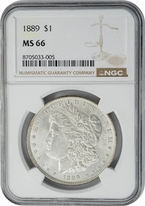 1889 Morgan Silver Dollar $ MS66 NGC 950389-15 - Picture 1 of 5