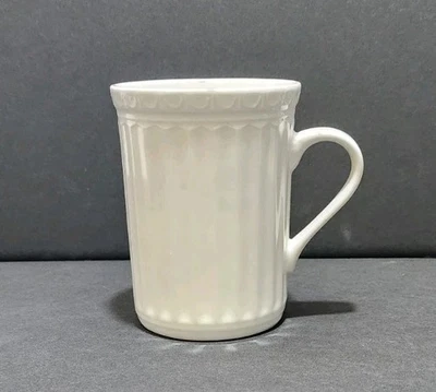 J. C. PENNEY JC Penney Italiana Porcelain Dinnerware Embossed White Mugs 11 Ounce