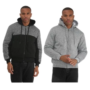 Herren Fleece Gefüttert Zip Hoody Warme Winterjacke Freizeit Kapuze Oberteil - Bild 1 von 18
