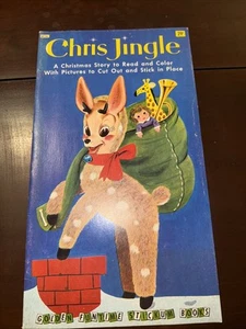 Vintage Chris Jingle Book Golden Funtime Stickum Book Christmas Story to Color - Imagen 1 de 7