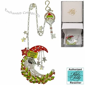 Kirks Folly CHRISTMAS MAGIC SANTA & Key Shimmer Moon Ornament Dangler Silvertone - Bild 1 von 12