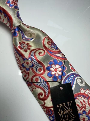 NUEVO CON ETIQUETAS VERSO 9 MULTICOLOR ESTILO PAISLEY ESTAMPADO SEDA DISEÑOS CORBATA Y PAÑUELO Foto 1 de 4