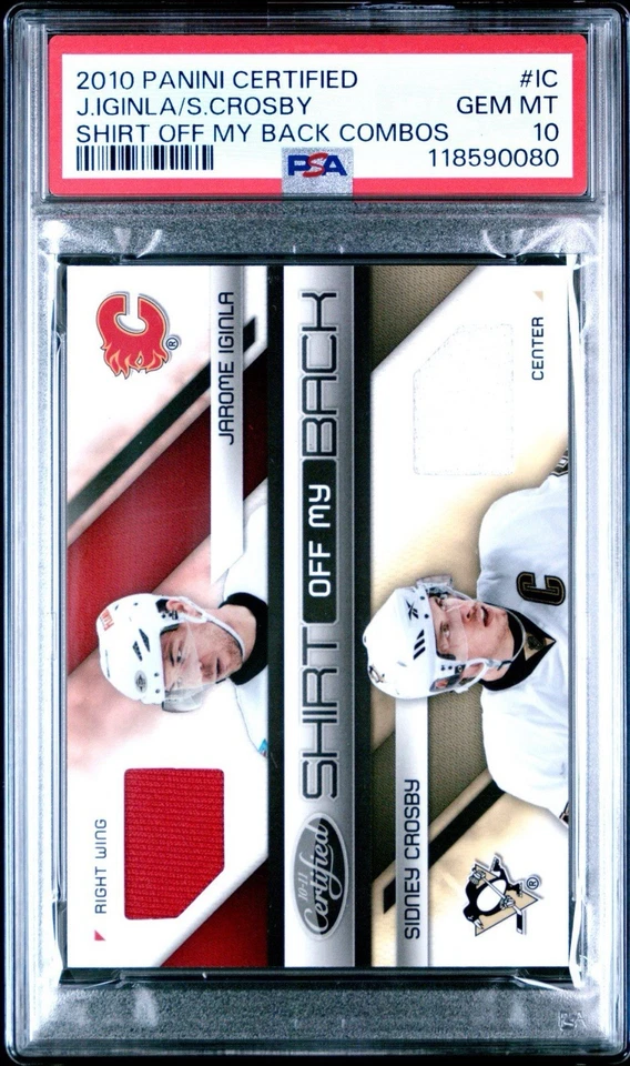 2010 Panini Certified J. Iginla / S. Crosby Shirt Off My Back Combos #IC PSA 10 - Image 1 of 2