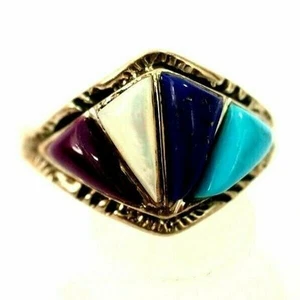 Men's 4 Stone Chevron Ring Sterling Silver Various Sizes - Picture 1 of 8