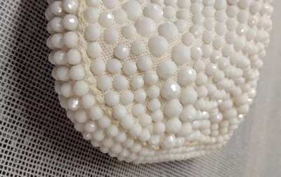 Vintage 1970s White Plastic Bubble Beaded Shoulder bag Amazing White Purse Small - Image 1 of 4