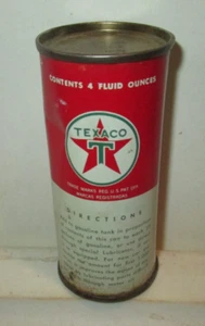 Lubricante de cilindro superior Texaco de colección aceite blanco lata A metal completo 4 oz gas VERDE T - Imagen 1 de 4
