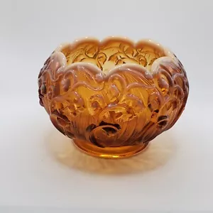 DE COLECCIÓN FENTON ÁMBAR CAMEO OPALESCENTE LILLY OF THE VALLEY PELLIZCADO CON VOLANTES - Imagen 1 de 12