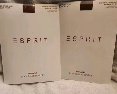 2 Pares De Colección ESPRIT Sedoso Transparente Medias Control Top Panty G/H Desnudo HALLAZGO RARO Foto 1 de 4