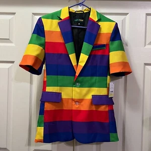 Blazer Happy Hour by Tipsy Elves Pride Rainbow uomo taglia XS nuovo con etichette - Foto 1 di 9