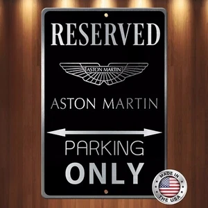 Insegna Aston Martin nera su alluminio spazzolato inciso solo parcheggio 8" x 12" GUARDA! - Foto 1 di 5