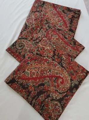 3 fundas de almohada POTTERY BARN Carrie Paisley lino algodón Euro 25"×25 rojo marrón Foto 1 de 4