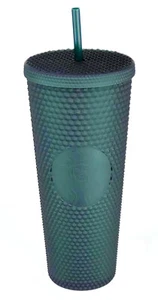 Starbucks 2021 Vaso de taza fría tachonado verde mate 24 oz DBL pared plástico nuevo con etiquetas - Imagen 1 de 3