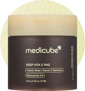 Medicube Deep Vita C Facial Pads 70 Sheets Vitamin C Toner for Uneven Skin Tone - Picture 1 of 6