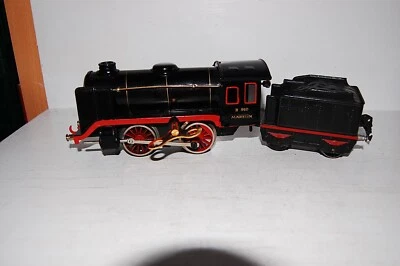 alte Märklin Spur 0 Blech Dampflokomotive R 910 + Tender 909 Uhrwerk intakt 29cm - Bild 1 von 4