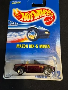 1991 Hot Wheels Blue Card-Collector #172 MAZDA MX-5 MIATA Maroon - Picture 1 of 2