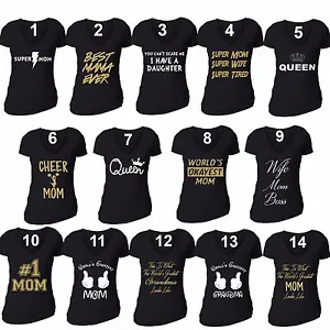 Mother's Day T-shirt Queen Wife Mom Boss Family Super Gift V-neck Grandma S-5X - Picture 1 of 16