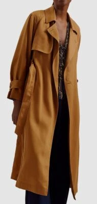 Chaqueta gabardina Ted Baker para mujer marrón con botones delanteros con cinturón talla 2 Foto 1 de 4