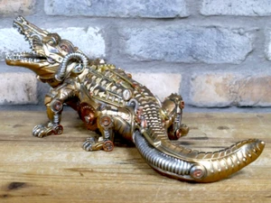 Steampunk Crocodile Ornament Goth Fantasy Figure 40cm Resin Gift CLEARANCE OFFER - Picture 1 of 5