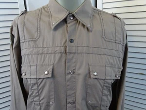 Camisa de Algodón Para Hombres ROAR Ejército Perla Broches de Presión Ala Bordada Cremallera y Puño a Presión CAQUI XL - Imagen 1 de 12