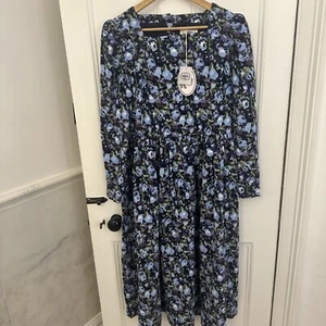 Laura Ashley X Joanie - Vanora Ffion Floral Print Corduroy Midi Dress -UK 12 New - Picture 1 of 17