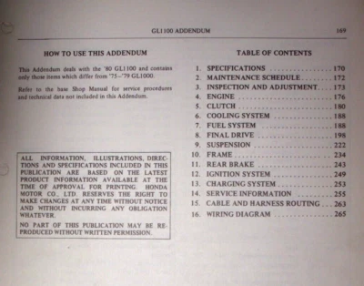 HONDA  GL1100 WORKSHOP MANUAL  (ADDENDUM) - Image 1 of 2