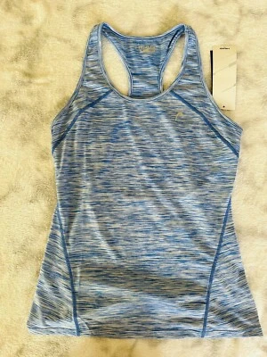 女士的头部背心浅蓝色带绿色赛车锻炼瑜伽尺寸 S — 第 1/4 张图片