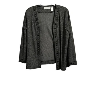 Alfred Dunner Women's Size 12 Open Charcoal Gray Jacket vintage shoulder pads - Picture 1 of 5
