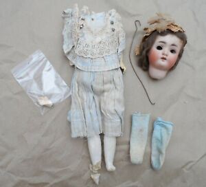 ANTIQUE! All ORIGINAL 16" Mystery BISQUE DOLL Marked 121 W Cross  NEEDS REPAIR