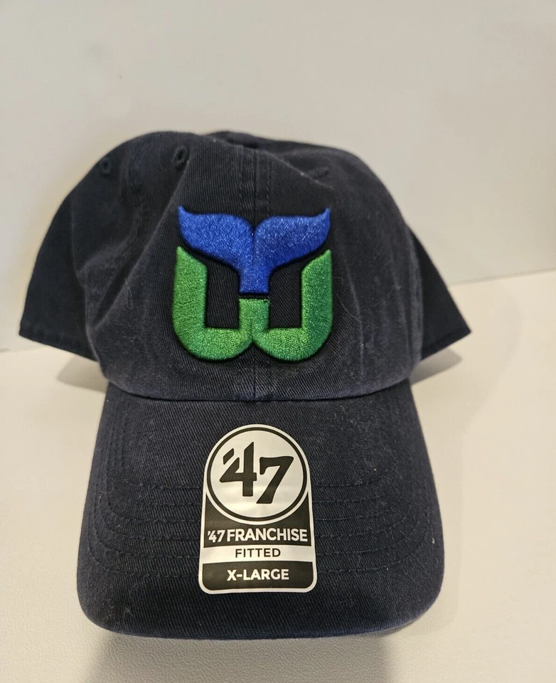 '47 Brand Clean Up Hartford Whalers NHL Hockey Fitted Hat Cap Mens Size L