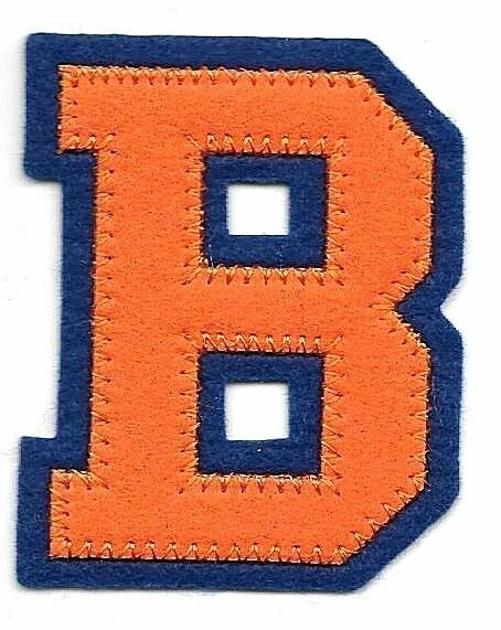 Orange Blue Felt Letter B Patch Iron-On Varsity Style Applique (2 1/2" in) - Image 1 of 1