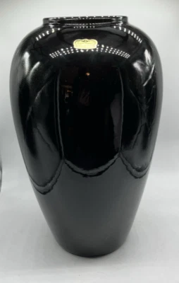 Vintage Royal Haeger Pottery USA Floor Vase Gloss Ebony Black 4304 1990s 13" - Image 1 of 4